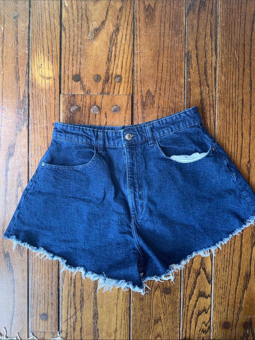 Weworewhat high rise denim freyed shorts size 28